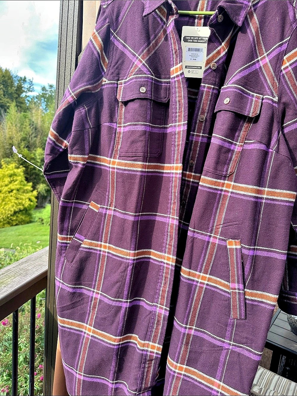 Duluth Trading Folklore Flannel Plaid Flannel Button Down Duster / Shacket. NWT